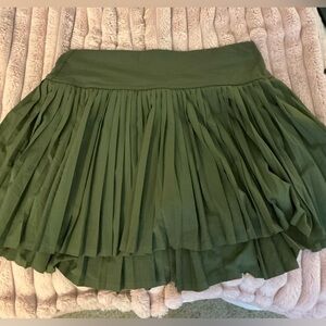 Aerie Olive A-Line Pleated Shorts